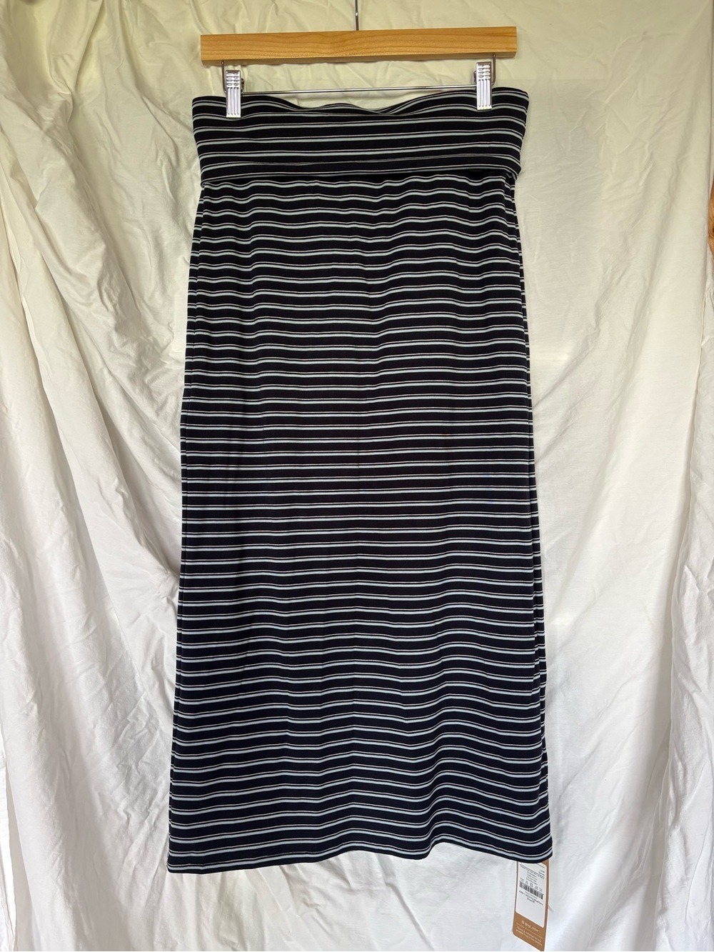OGL Black and White Striped Midi Skirt